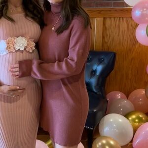 Pink Turtleneck Sweater dress